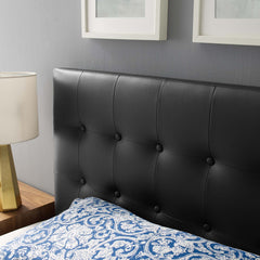 Emily Black Upholstered Vinyl Twin Headboard - Ornate Home