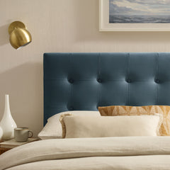 Emily Cadet Blue Stain-Resistant Performance Velvet Full Size Headboard - Ornate Home