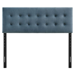 Emily Cadet Blue Stain-Resistant Performance Velvet Queen Size Headboard - Ornate Home