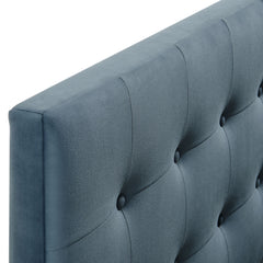 Emily Cadet Blue Stain-Resistant Performance Velvet Twin Size Headboard - Ornate Home
