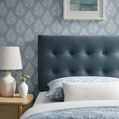 Emily Cadet Blue Stain-Resistant Performance Velvet Twin Size Headboard - Ornate Home