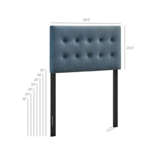 Emily Cadet Blue Stain-Resistant Performance Velvet Twin Size Headboard - Ornate Home