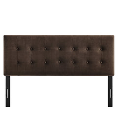 Emily Chocolate Brown Stain-Resistant Performance Velvet Full Size Headboard - Ornate Home