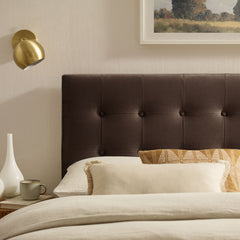 Emily Chocolate Brown Stain-Resistant Performance Velvet Full Size Headboard - Ornate Home