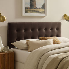 Emily Chocolate Brown Stain-Resistant Performance Velvet King Size Headboard - Ornate Home