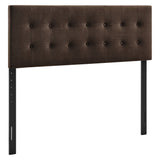 Emily Chocolate Brown Stain-Resistant Performance Velvet Queen Size Headboard - Ornate Home