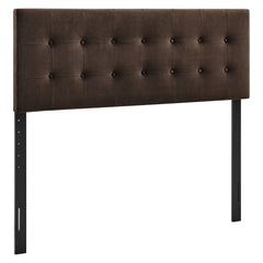 Emily Chocolate Brown Stain-Resistant Performance Velvet Queen Size Headboard - Ornate Home