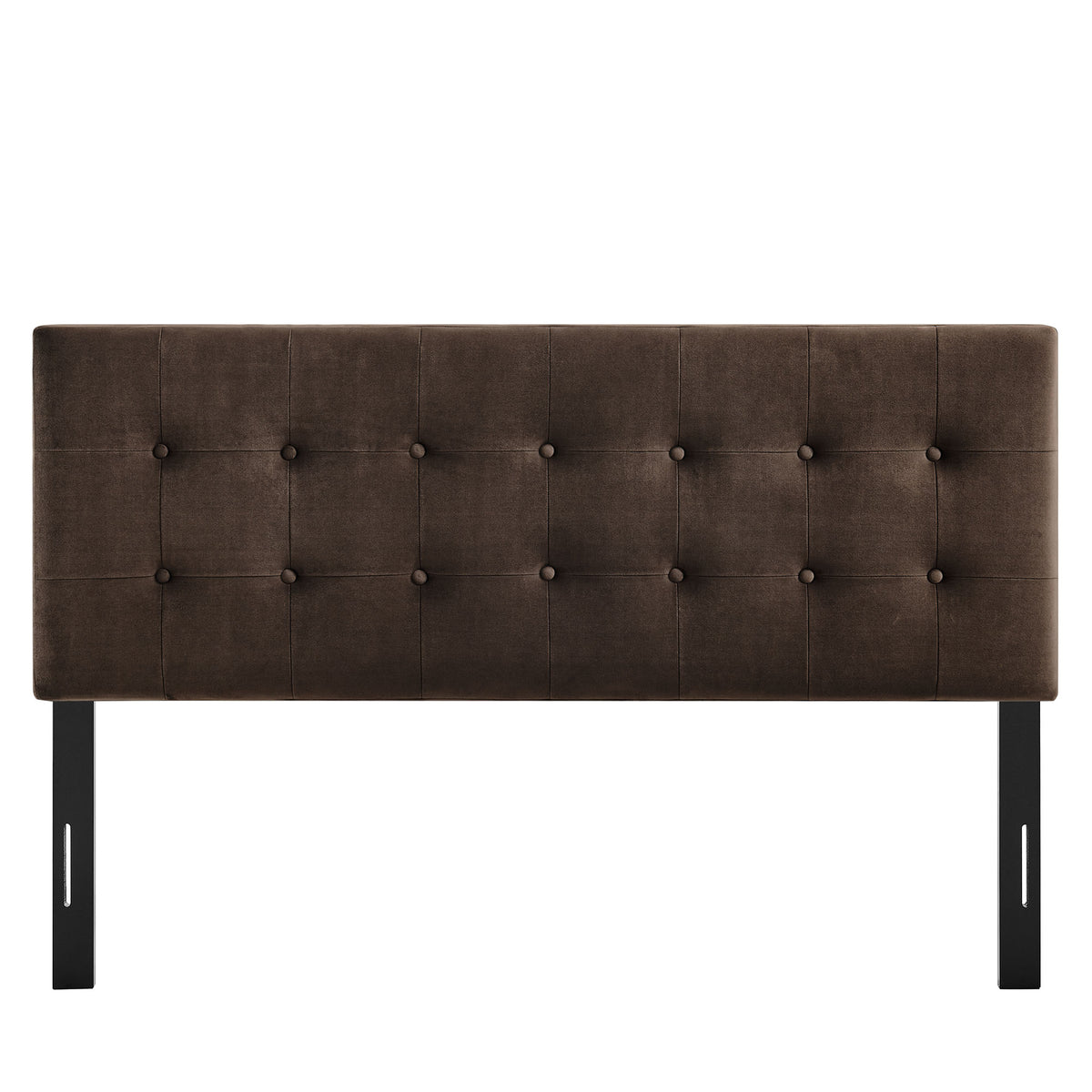 Emily Chocolate Brown Stain-Resistant Performance Velvet Queen Size Headboard - Ornate Home