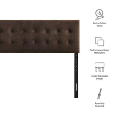 Emily Chocolate Brown Stain-Resistant Performance Velvet Queen Size Headboard - Ornate Home