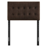 Emily Chocolate Brown Stain-Resistant Performance Velvet Twin Size Headboard - Ornate Home