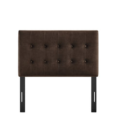 Emily Chocolate Brown Stain-Resistant Performance Velvet Twin Size Headboard - Ornate Home