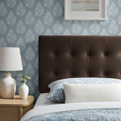 Emily Chocolate Brown Stain-Resistant Performance Velvet Twin Size Headboard - Ornate Home