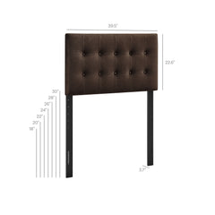 Emily Chocolate Brown Stain-Resistant Performance Velvet Twin Size Headboard - Ornate Home