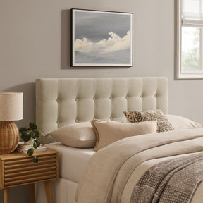 Emily Ecru Fabric Upholstered Full Size Headboard - Ornate Home