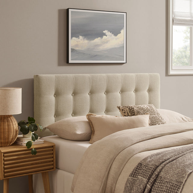 Emily Ecru Fabric Upholstered Full Size Headboard - Ornate Home
