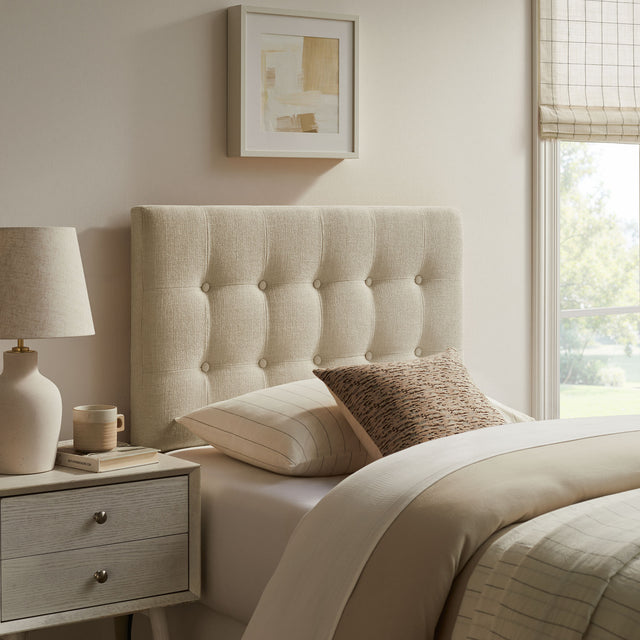 Emily Ecru Fabric Upholstered Twin Size Headboard - Ornate Home