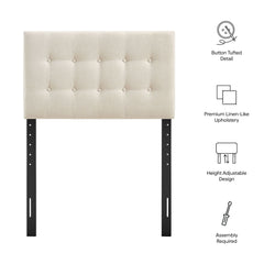 Emily Ecru Fabric Upholstered Twin Size Headboard - Ornate Home