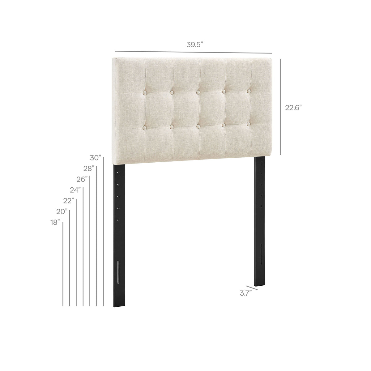 Emily Ecru Fabric Upholstered Twin Size Headboard - Ornate Home