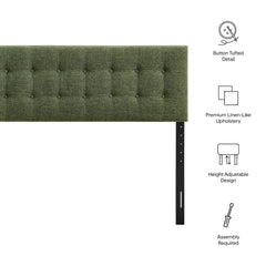 Emily Foliage Fabric Upholstered Queen Size Headboard - Ornate Home