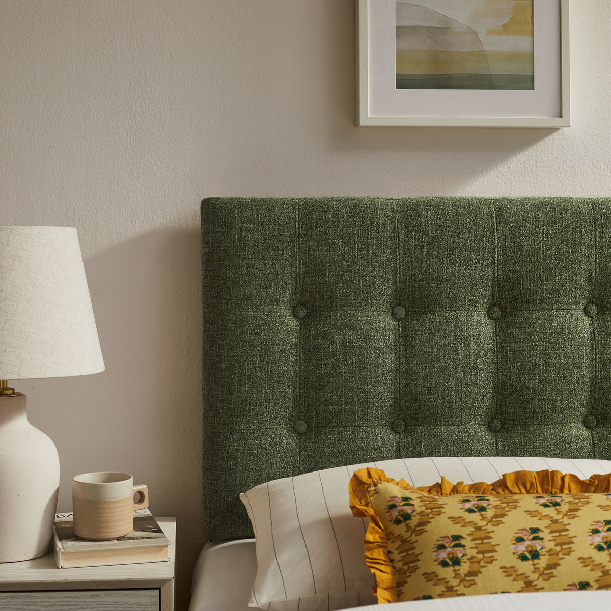 Emily Foliage Fabric Upholstered Twin Size Headboard - Ornate Home