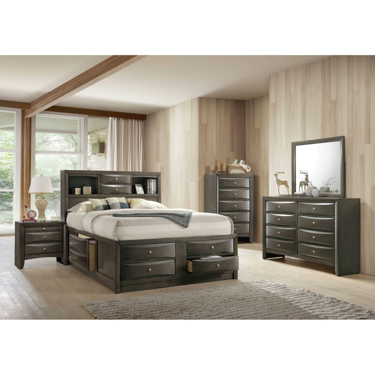 Emily Gray 5-Piece King Storage Bedroom Set - Ornate Home