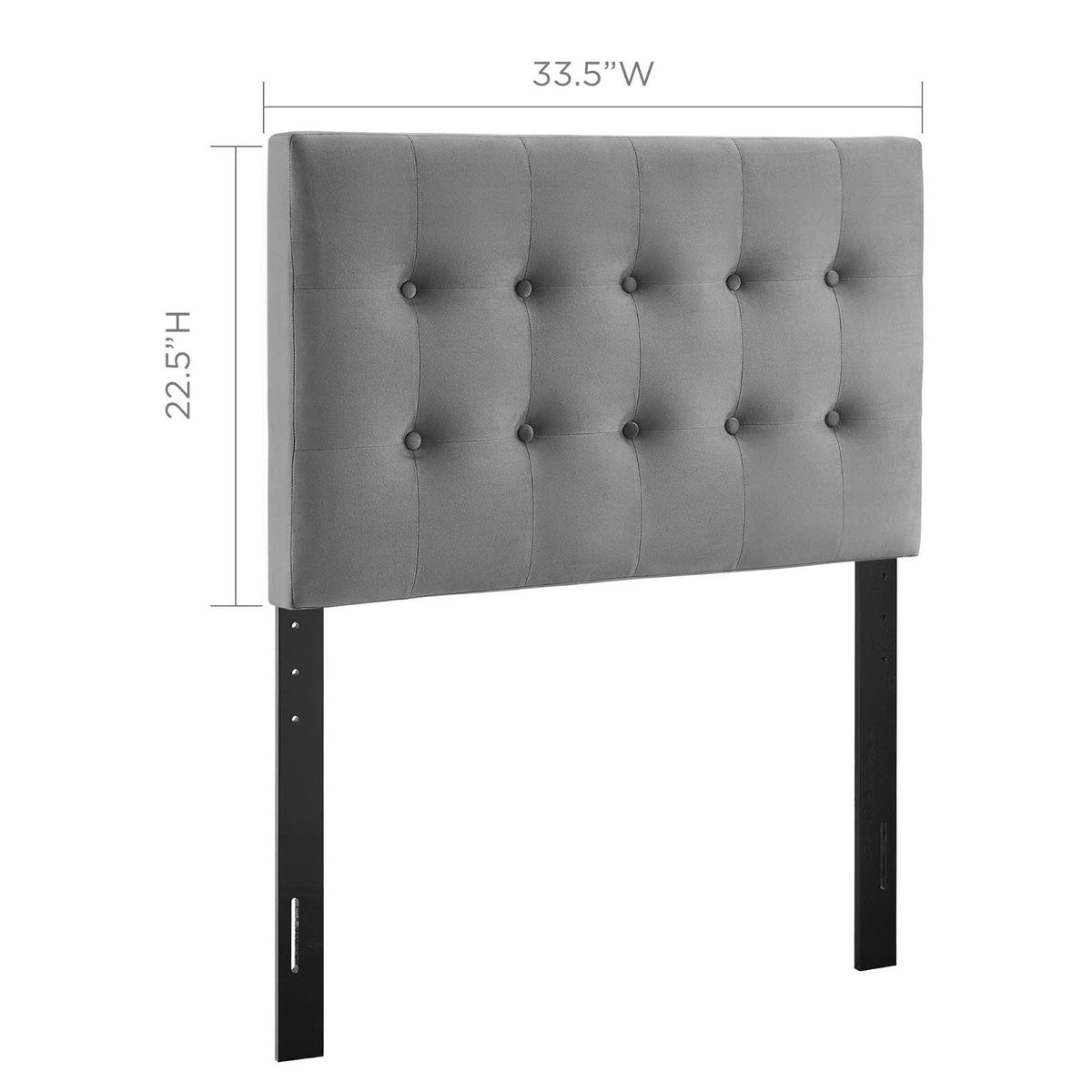 Emily Gray Biscuit Tufted Performance Velvet Twin Headboard - Ornate Home