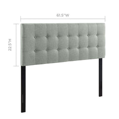 Emily Gray Upholstered Fabric Queen Headboard - Ornate Home