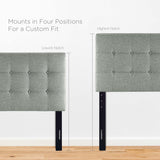 Emily Gray Upholstered Fabric Twin Headboard - Ornate Home