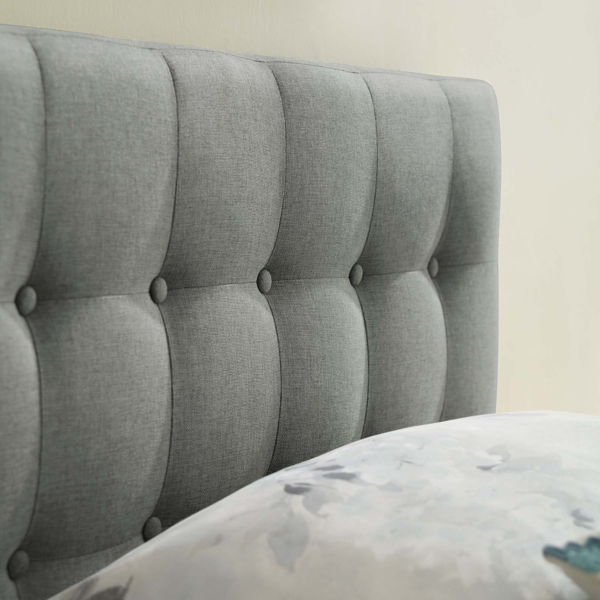 Emily Gray Upholstered Fabric Twin Headboard - Ornate Home