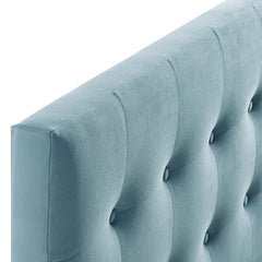 Emily Light Blue Biscuit Tufted Performance Velvet King Headboard - Ornate Home