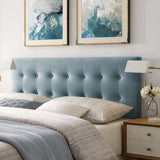 Emily Light Blue Biscuit Tufted Performance Velvet Queen Headboard - Ornate Home