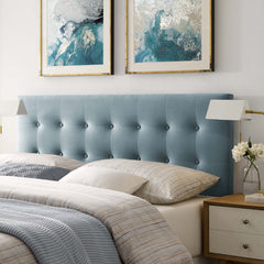 Emily Light Blue Biscuit Tufted Performance Velvet Queen Headboard - Ornate Home