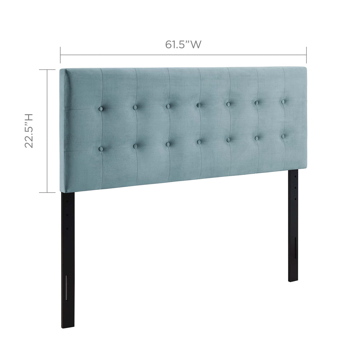 Emily Light Blue Biscuit Tufted Performance Velvet Queen Headboard - Ornate Home