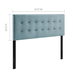 Emily Light Blue Biscuit Tufted Performance Velvet Queen Headboard - Ornate Home