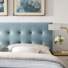 Emily Light Blue Biscuit Tufted Performance Velvet Queen Headboard - Ornate Home