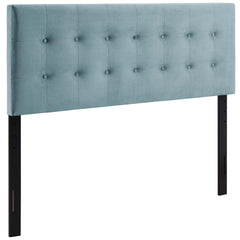 Emily Light Blue Biscuit Tufted Performance Velvet Queen Headboard - Ornate Home