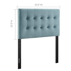 Emily Light Blue Biscuit Tufted Performance Velvet Twin Headboard - Ornate Home