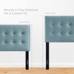 Emily Light Blue Biscuit Tufted Performance Velvet Twin Headboard - Ornate Home