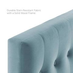 Emily Light Blue Biscuit Tufted Performance Velvet Twin Headboard - Ornate Home