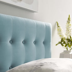 Emily Light Blue Biscuit Tufted Performance Velvet Twin Headboard - Ornate Home