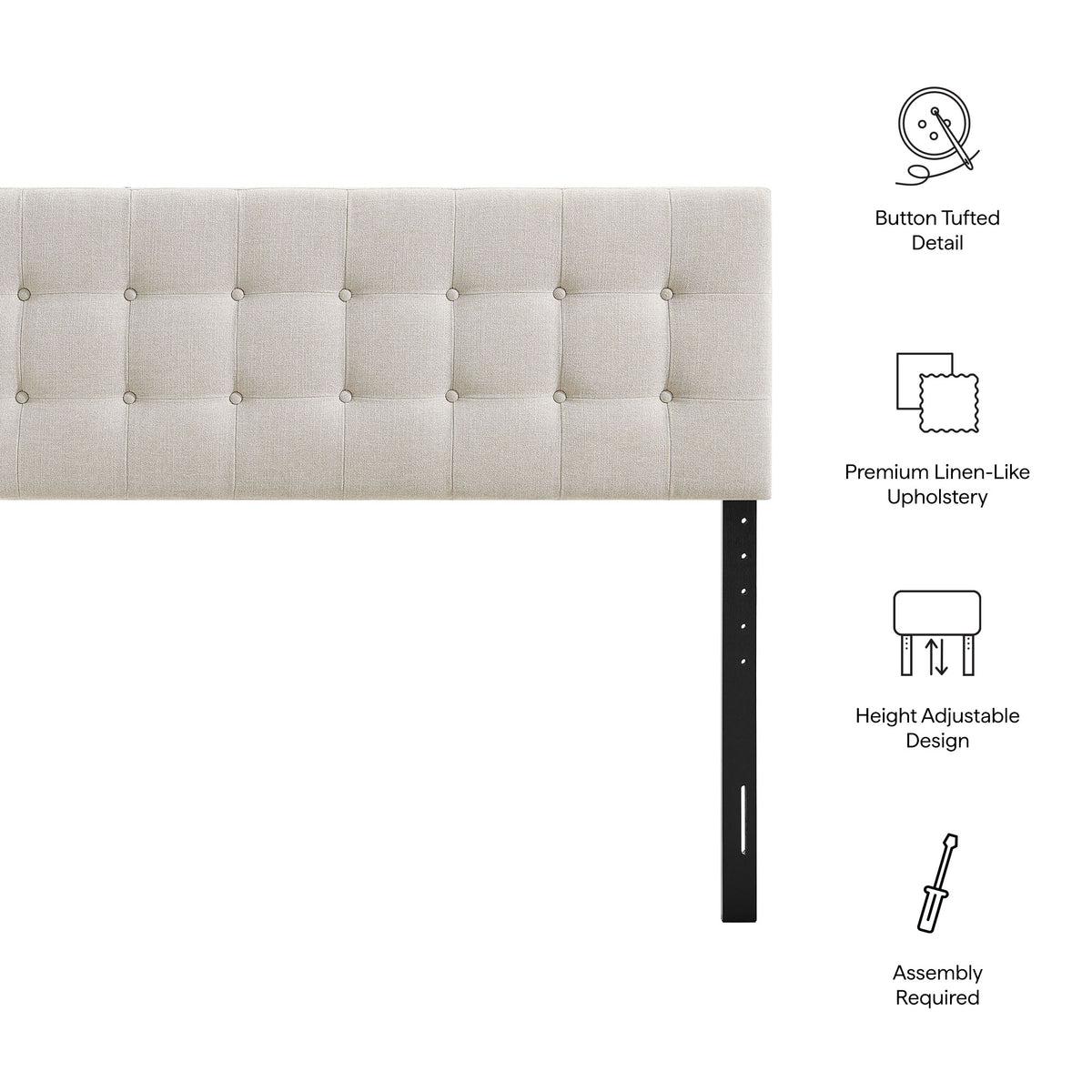 Emily Linen Fabric Upholstered Full Size Headboard - Ornate Home
