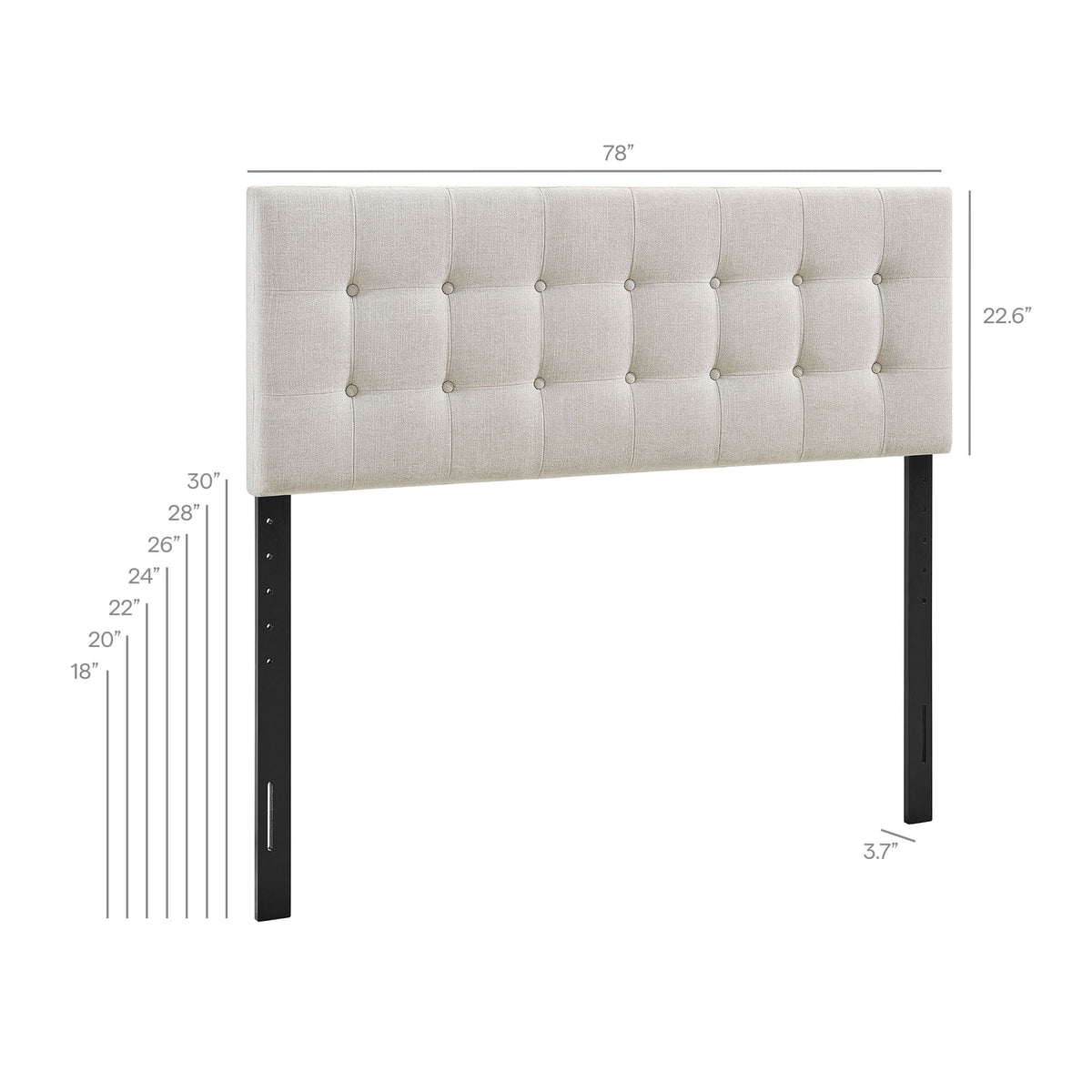 Emily Linen Fabric Upholstered King Size Headboard - Ornate Home