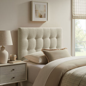 Emily Linen Fabric Upholstered Twin Size Headboard - Ornate Home
