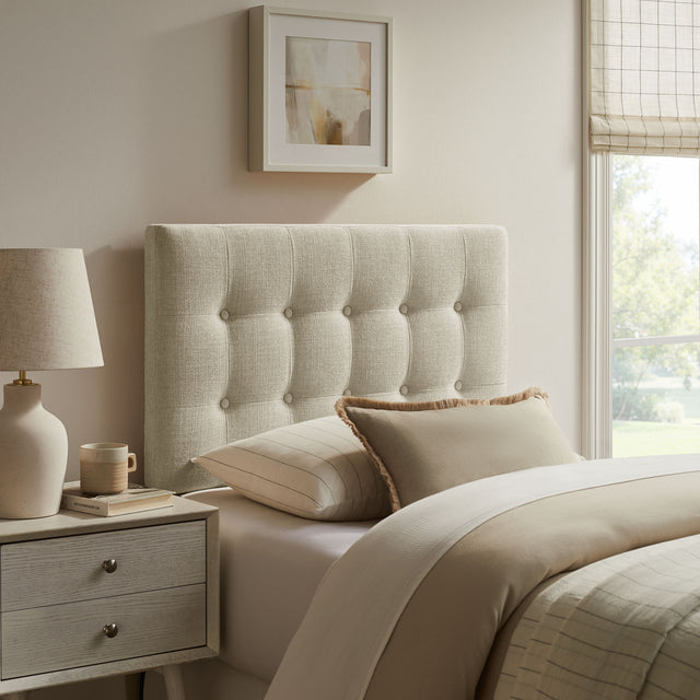 Emily Linen Fabric Upholstered Twin Size Headboard - Ornate Home