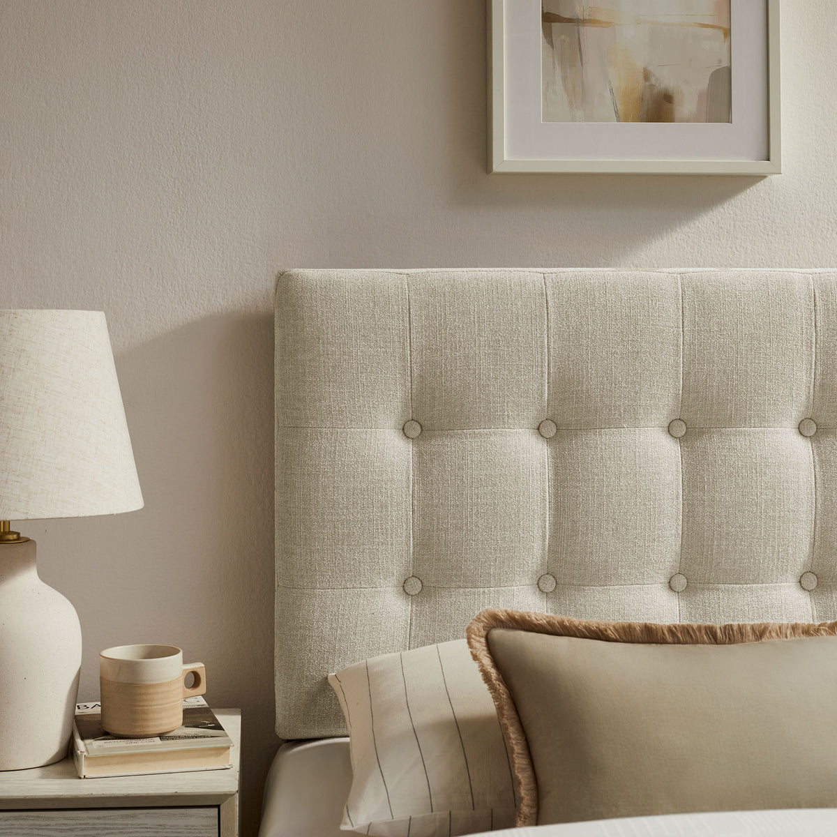 Emily Linen Fabric Upholstered Twin Size Headboard - Ornate Home