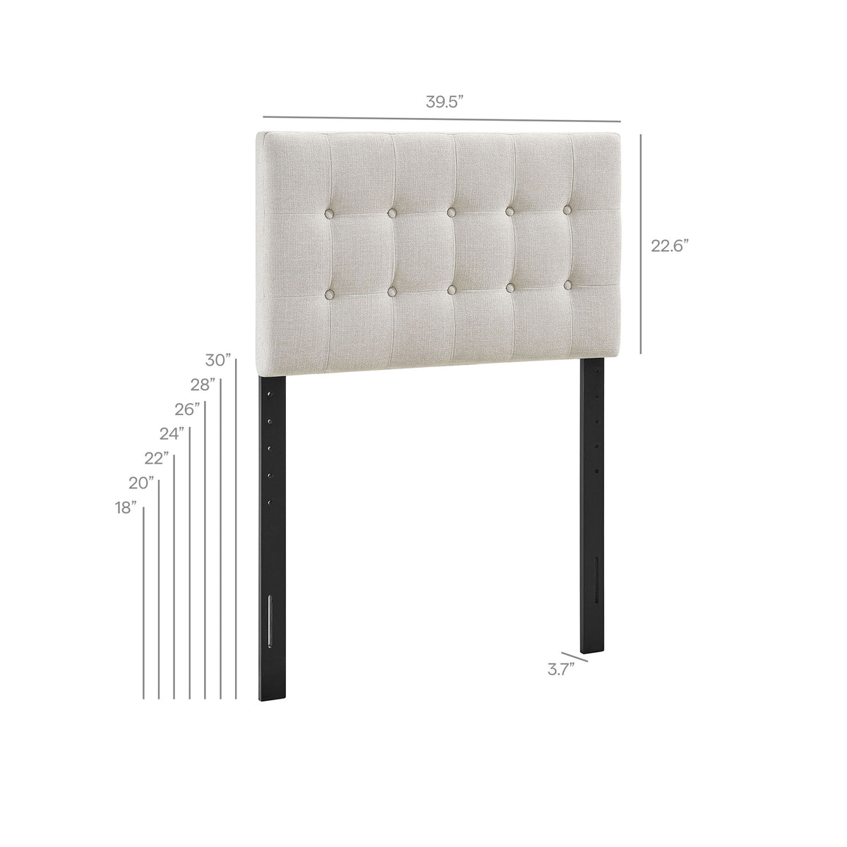 Emily Linen Fabric Upholstered Twin Size Headboard - Ornate Home