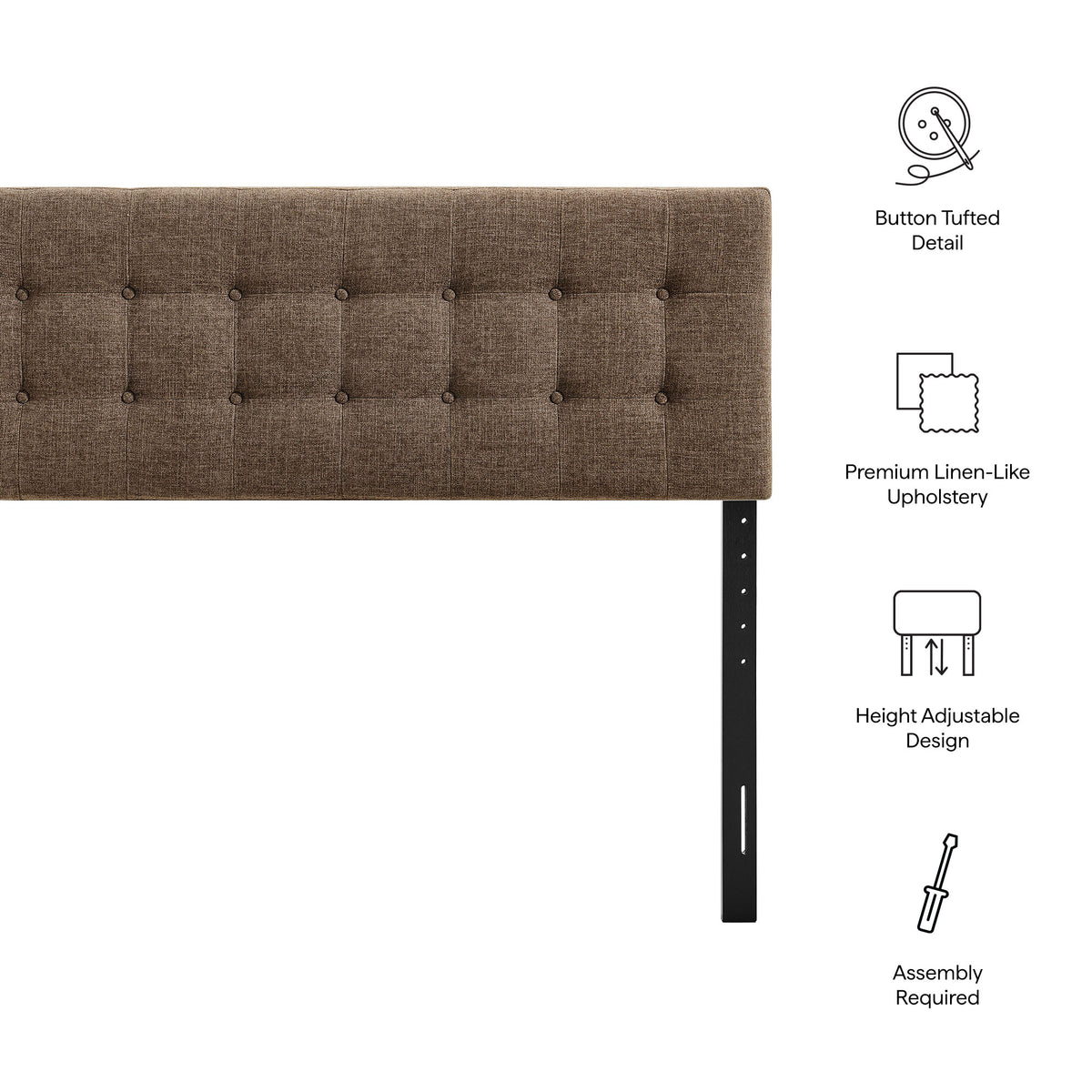 Emily Mocha Fabric Upholstered King Size Headboard - Ornate Home