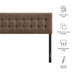 Emily Mocha Fabric Upholstered Queen Size Headboard - Ornate Home