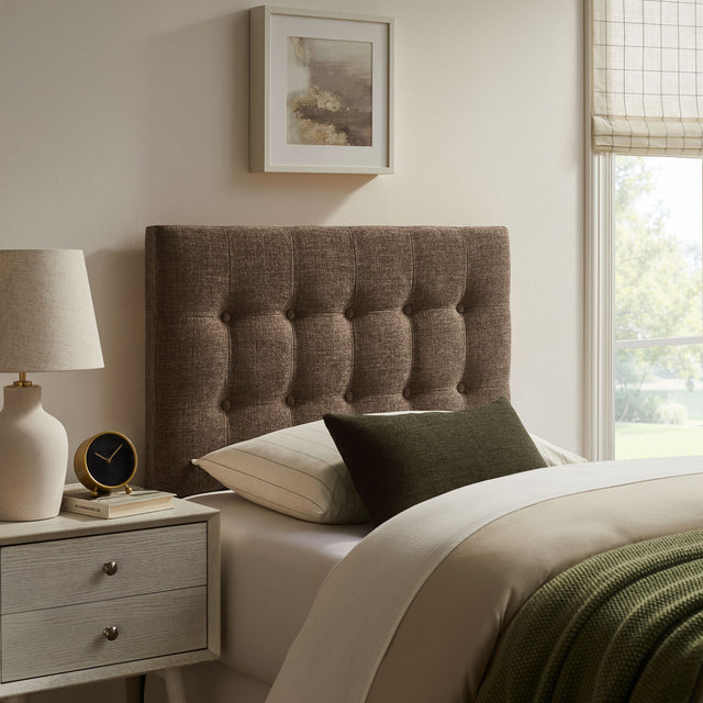 Emily Mocha Fabric Upholstered Twin Size Headboard - Ornate Home