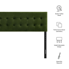 Emily Moss Green Stain-Resistant Performance Velvet Full Size Headboard - Ornate Home